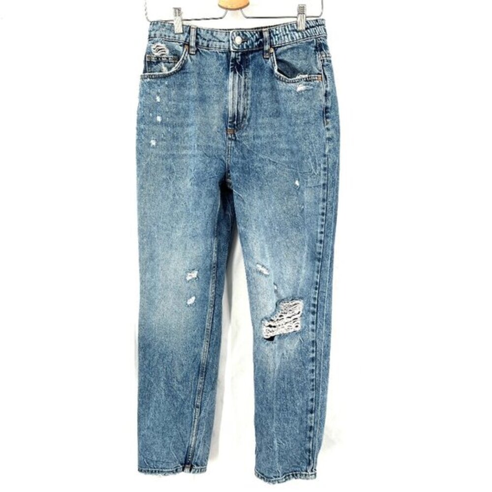 free‎ people Dakota straight leg boyfriend high rise distressed vintage wash 30